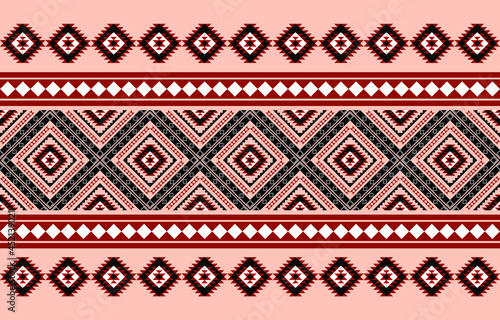 Geometric ethnic oriental seamless pattern traditional Design for background,carpet,wallpaper.clothing,wrapping,Batik fabric,Vector illustration.embroidery style - Sadu, sadou, sadow or sado