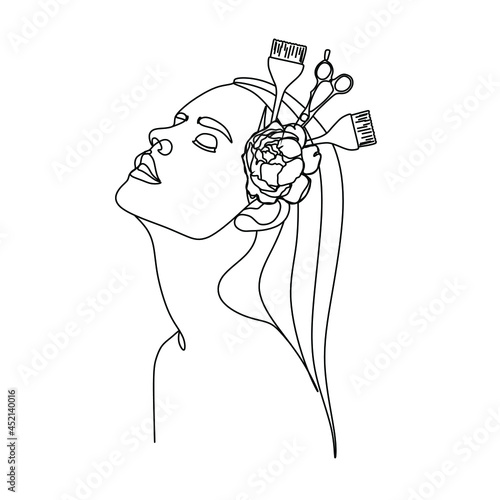 Woman hairdresser line art