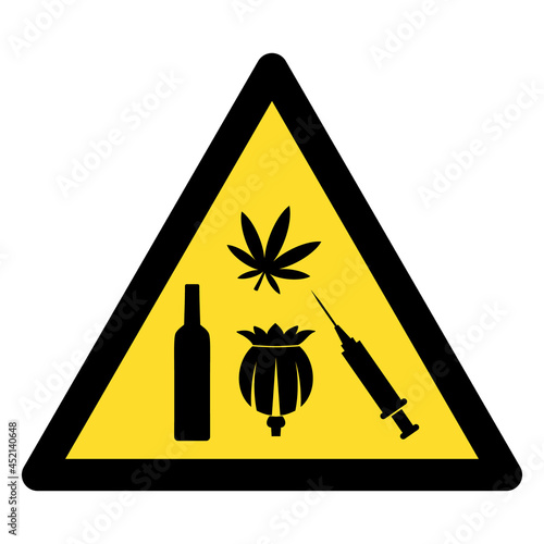 Addiction drugs warning icon with flat style. Isolated vector addiction drugs warning icon image on a white background.