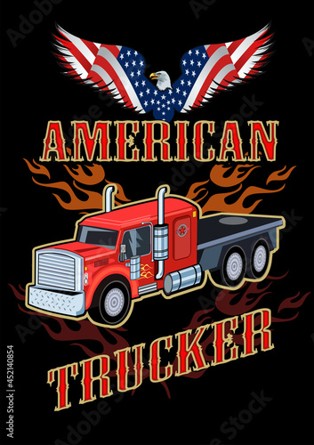 American truckers- American trucker T shirt design