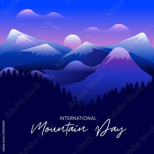 Fototapeta Naklejka Na Ścianę i Meble -  Blue mountain illustration, International Mountain Day