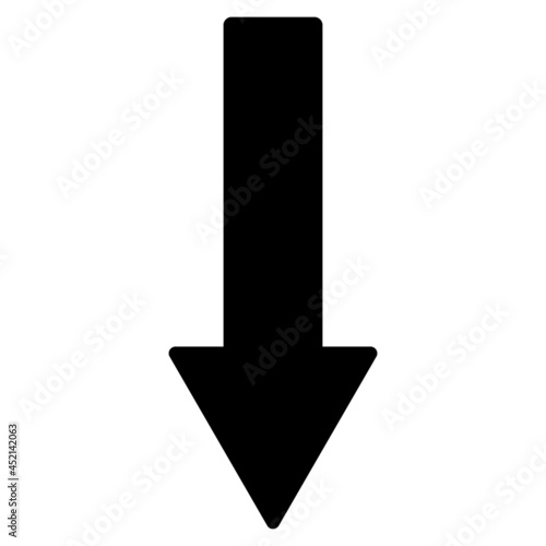 Down arrow icon with flat style. Isolated vector down arrow icon image on a white background.