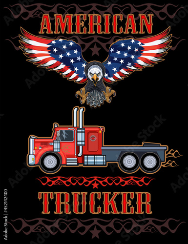American truckers- American trucker T shirt design