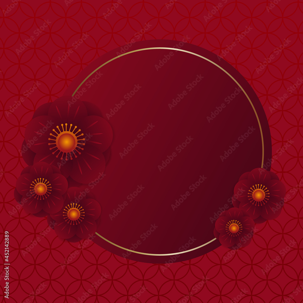 Background illustration of plum blossoms and oriental patterns Background illustration of plum blossoms and oriental patterns