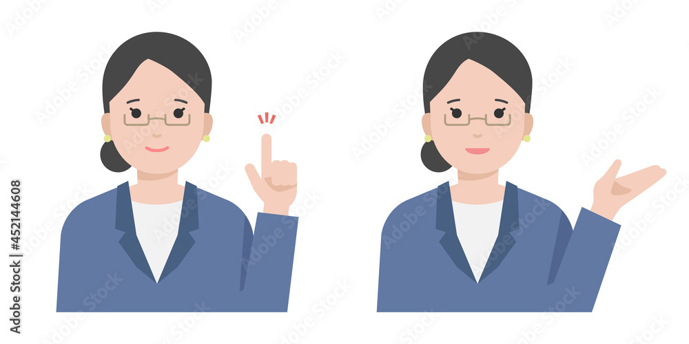 Fototapeta premium ポイントを解説する女性のイラスト