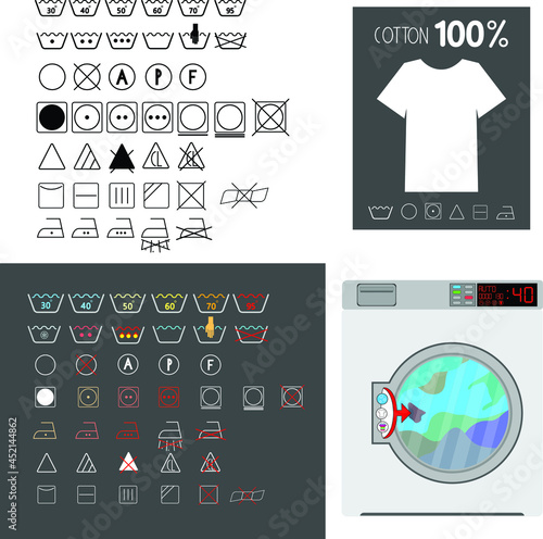 various symbols shown on the shirt label to tell you how to clean