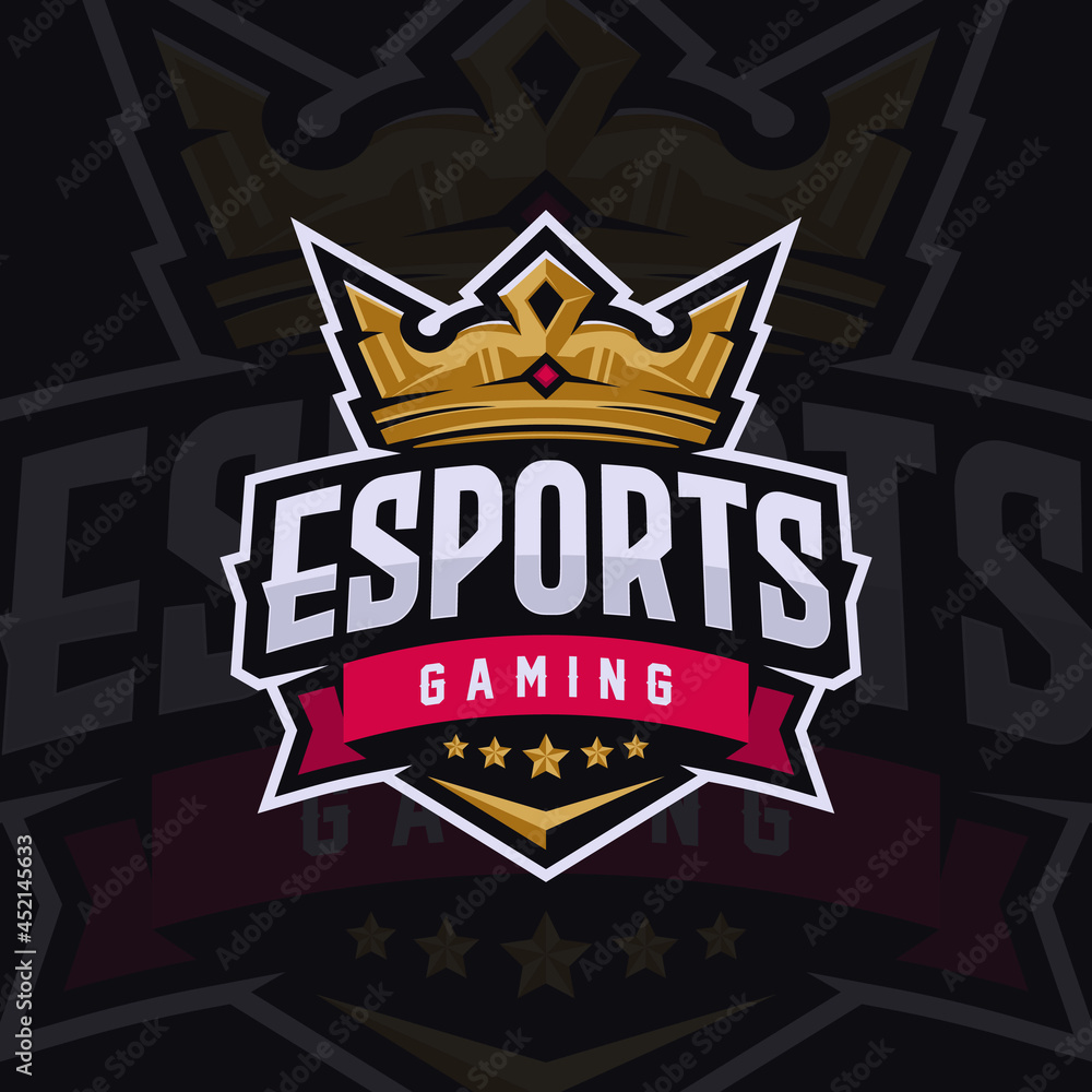 Crown Mascot Logo Design Illustration For Esport Crown Mascot Logo Design Illustration For Esport