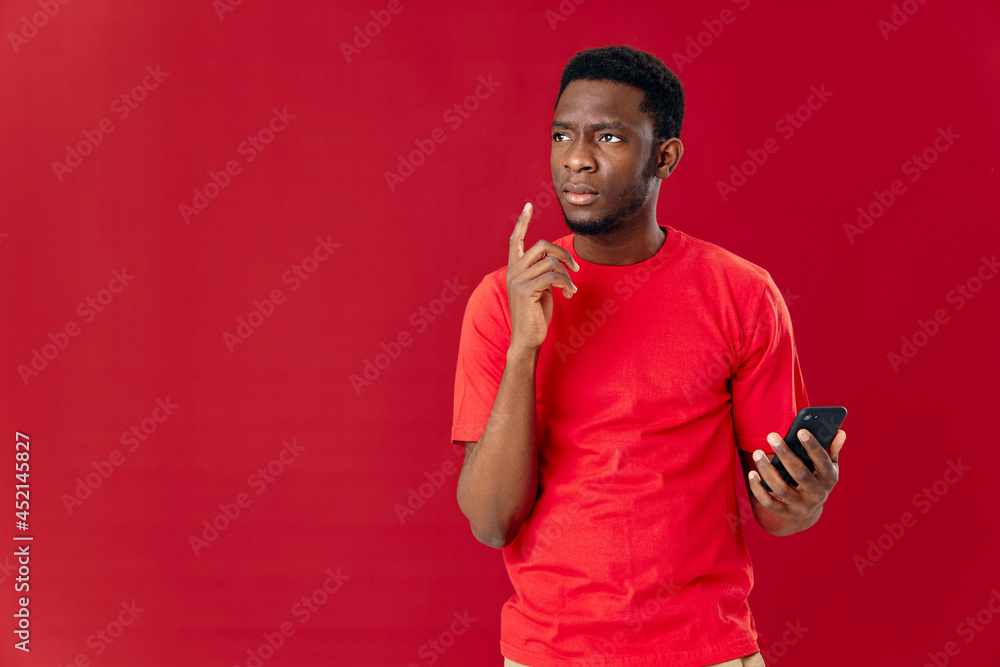 man african appearance with phone in hands technology communication lifestyle