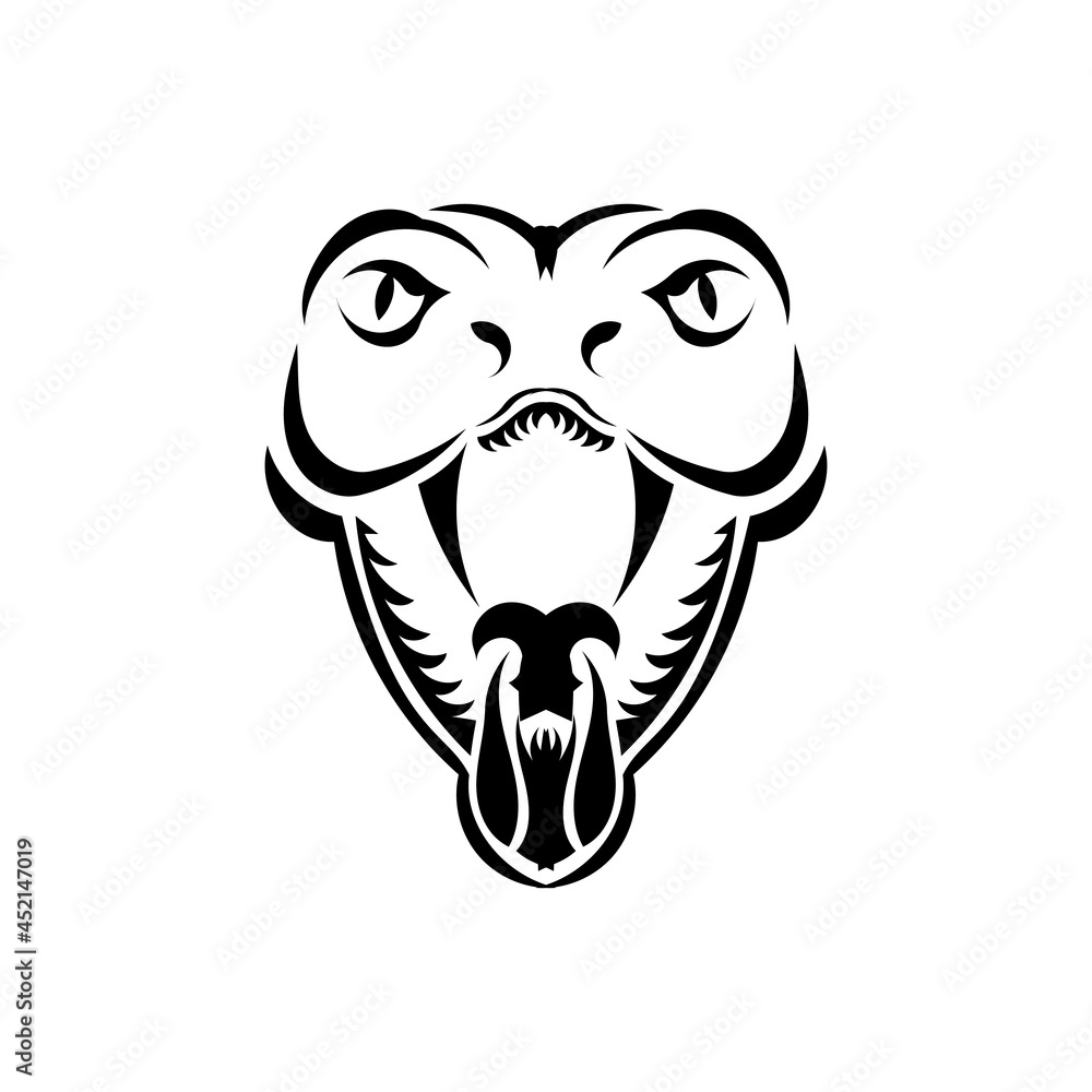 Obraz premium snake cobra face icon black illustration. The emblem with king cobra for a sport team. Print design for t-shirt.