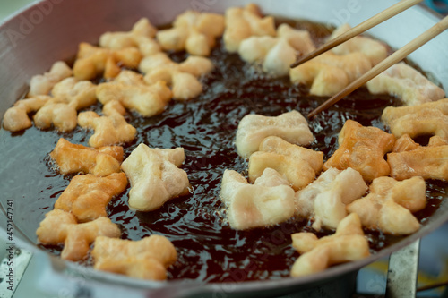 closeup make Youtiao, deep-fried doughstick, Patongo photo