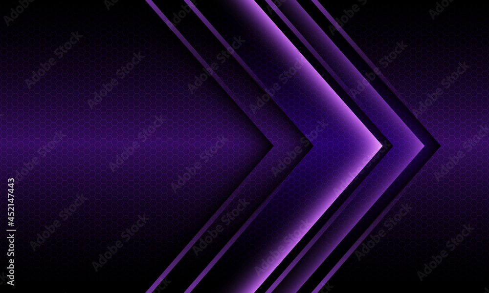 Abstract violet light arrow direction geometric hexagon mesh design modern futuristic background vector Abstract violet light arrow direction geometric hexagon mesh design modern futuristic background vector