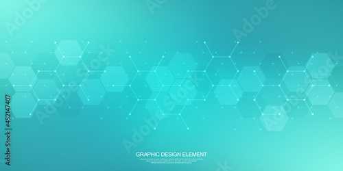 Abstract geometric background with hexagons pattern. The design element of hexagonal shape. Concepts and ideas for technology, science, and medicine. Vector illustration