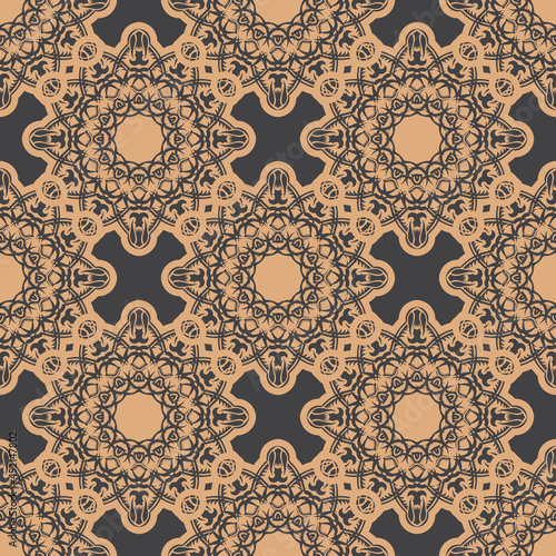 Dark dewy seamless pattern with vintage ornaments. Wallpaper in a vintage style pattern. Graphic ornament for wallpaper, fabric, packaging, wrapping.