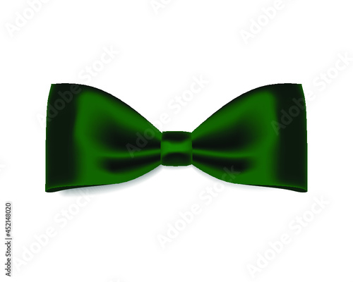Green silk bow tie isolated on a white background