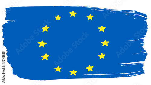 European union flag Brush strokes. Hand drawn sketch Vector illustration