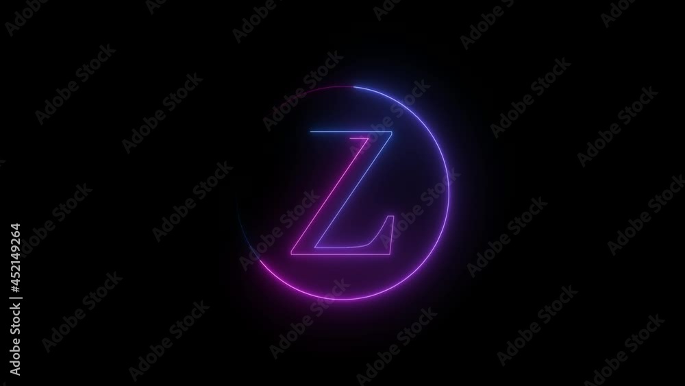 Blue pink neon Z letter intro animated on black background Blue pink neon Z letter intro animated on black background