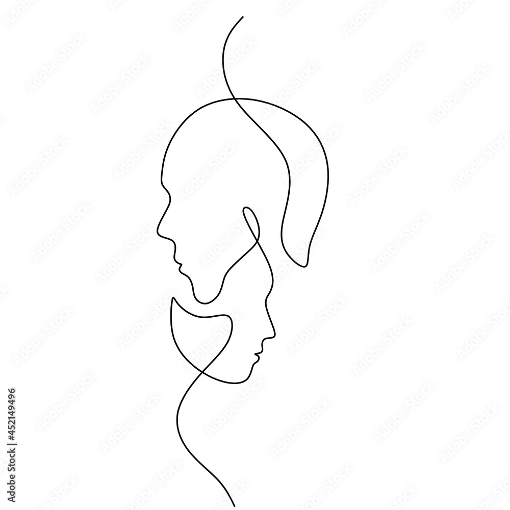 Couple line art. Man and woman one line drawing vector. Abstract ...