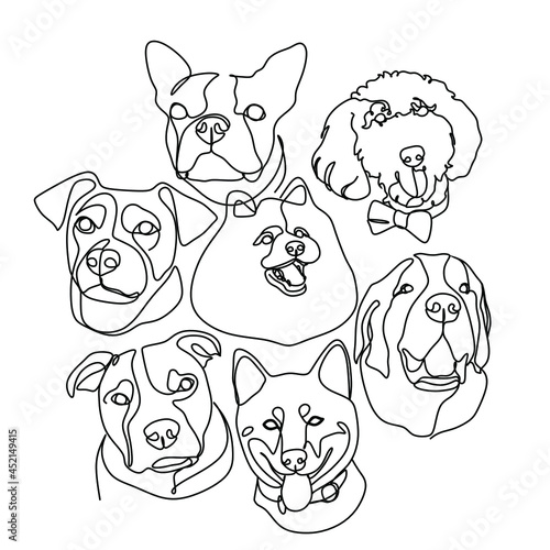 Portraits of dogs line art