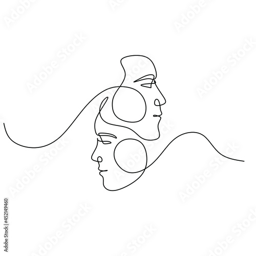 Couple line art. Man and woman one line drawing vector. Abstract minimal elegant logo