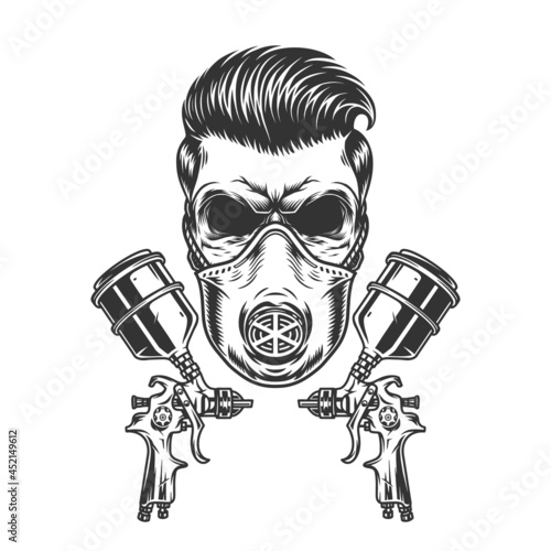 Painter skull in respiratory mask