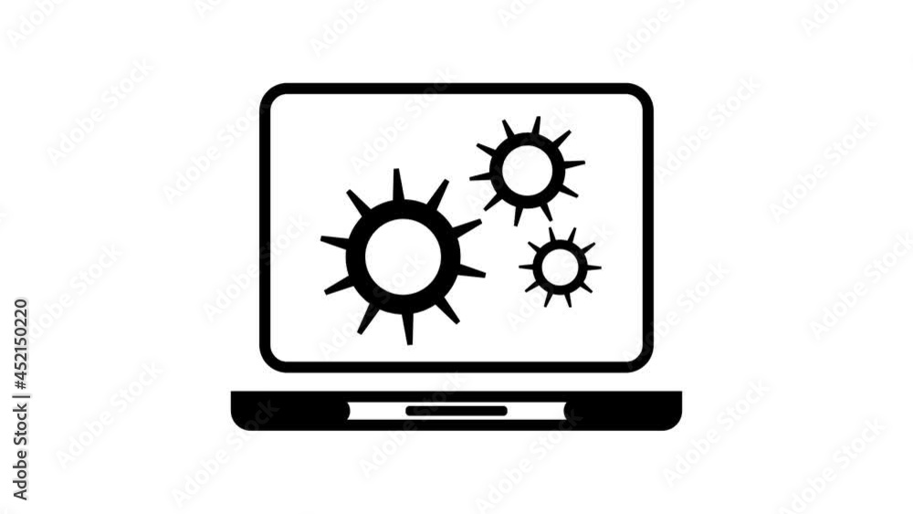 Laptop setting icon with loop motion animation isolated on white background. Laptop setting icon with loop motion animation isolated on white background.