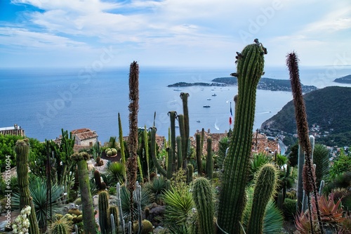 View of Mediterranean sea from the hill top town of Eze in France