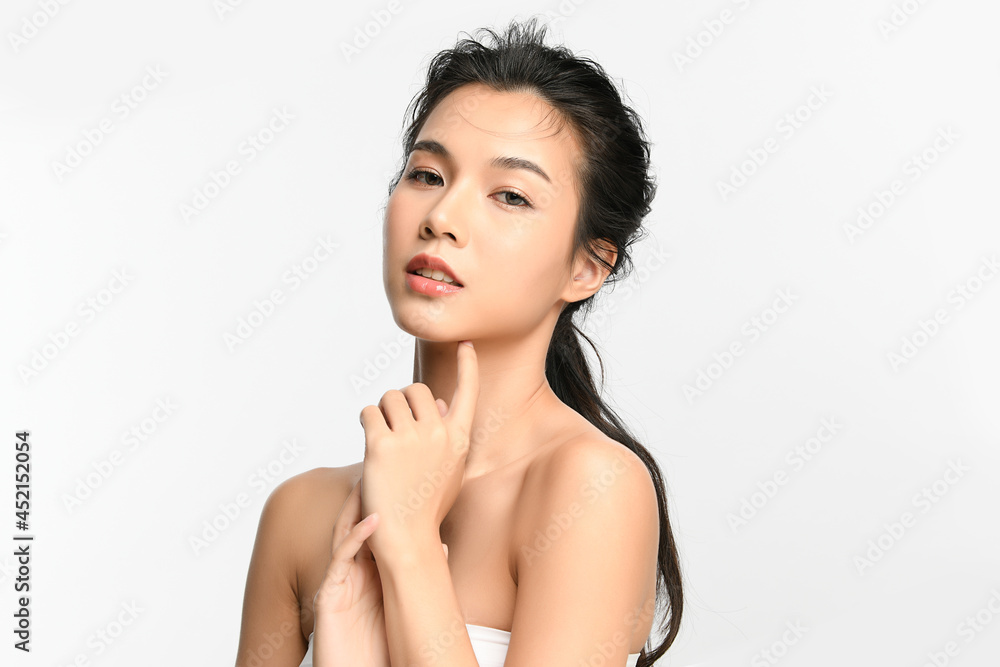 Beautiful young asian woman with clean fresh skin on white background, Face care, Facial treatment, Cosmetology, beauty and spa, Asian women portrait. Beautiful young asian woman with clean fresh skin on white background, Face care, Facial treatment, Cosmetology, beauty and spa, Asian women portrait.