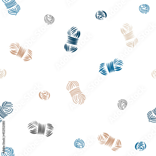 Seamless vector pattern with knitting skeins and balls of thread. Pattern with transparent background 
