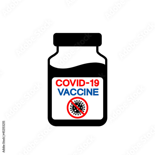 Covid-19 Vaccine Black Icon ,Vector Illustration, Isolate On White Background Label. EPS10