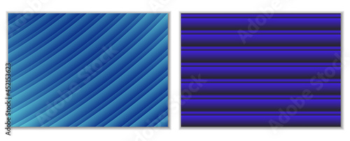 Abstract gradient waves background and folds. A set of 2 templates. 3D illustration in gentle pastel colors. Vector