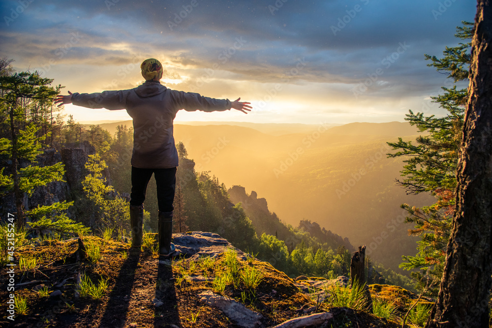 person in the mountains