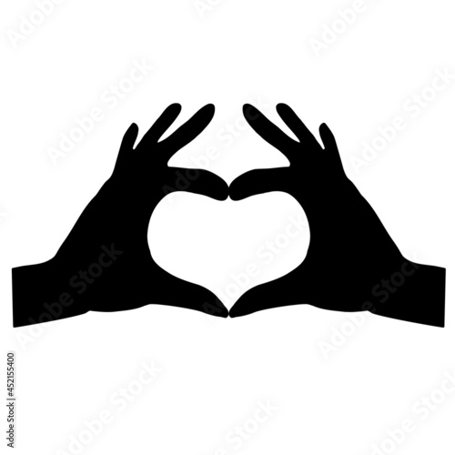 hands making heart on white background. formatting a heart symbol. flat style.