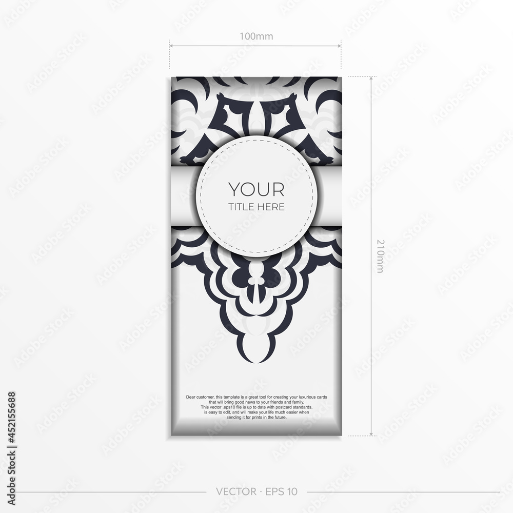 Stylish invitation card with dewy patterns. Stylish card design in white with vintage Stylish invitation card with dewy patterns. Stylish card design in white with vintage