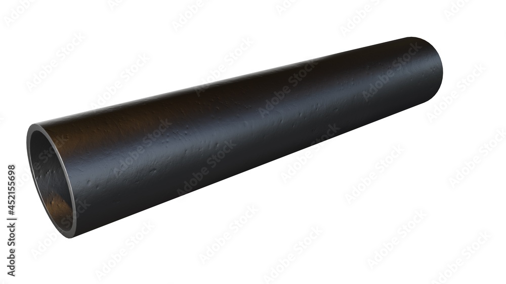 Round pipe metal profile. isolated computer generated industrial 3D illustration Round pipe metal profile. isolated computer generated industrial 3D illustration