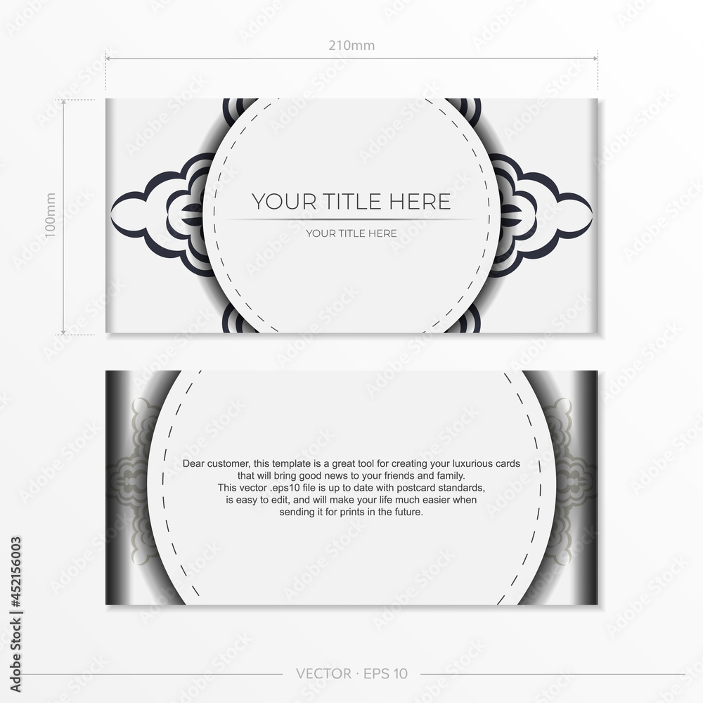 Stylish Invitation with Dew Patterns Stylish Vector Ready-to-Print White Color Greeting Card Design with Monograms Stylish Invitation with Dew Patterns Stylish Vector Ready-to-Print White Color Greeting Card Design with Monograms