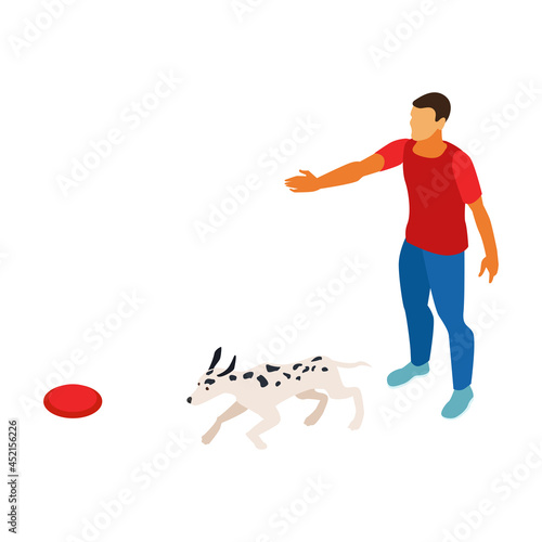 Dog Command Isometric Composition