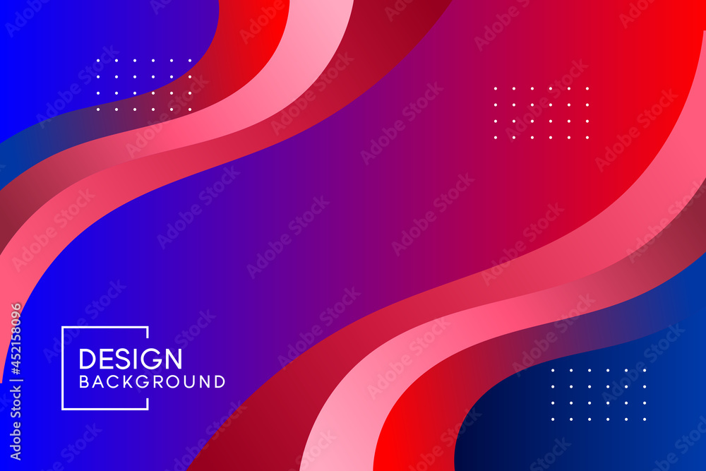 Blue and red background with abstract 3D line geometric shapes modern element.
