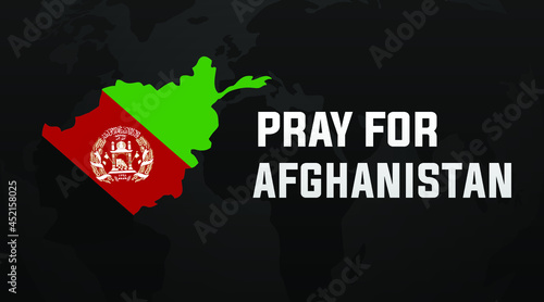  Pray for Afghanistan Kabul modern minimalist creative banner design, concept, social media post, template with white text on a Black background 