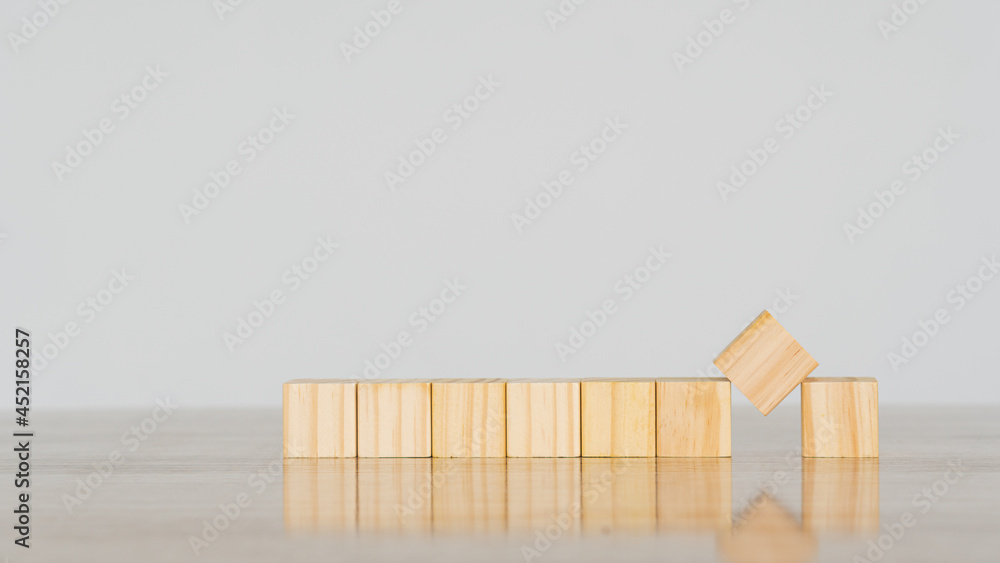 8 wooden blocks on the table. Creativity on white background. and creativity Empty wooden cube blocks that can be inserted into text. 8 wooden blocks on the table. Creativity on white background. and creativity Empty wooden cube blocks that can be inserted into text.