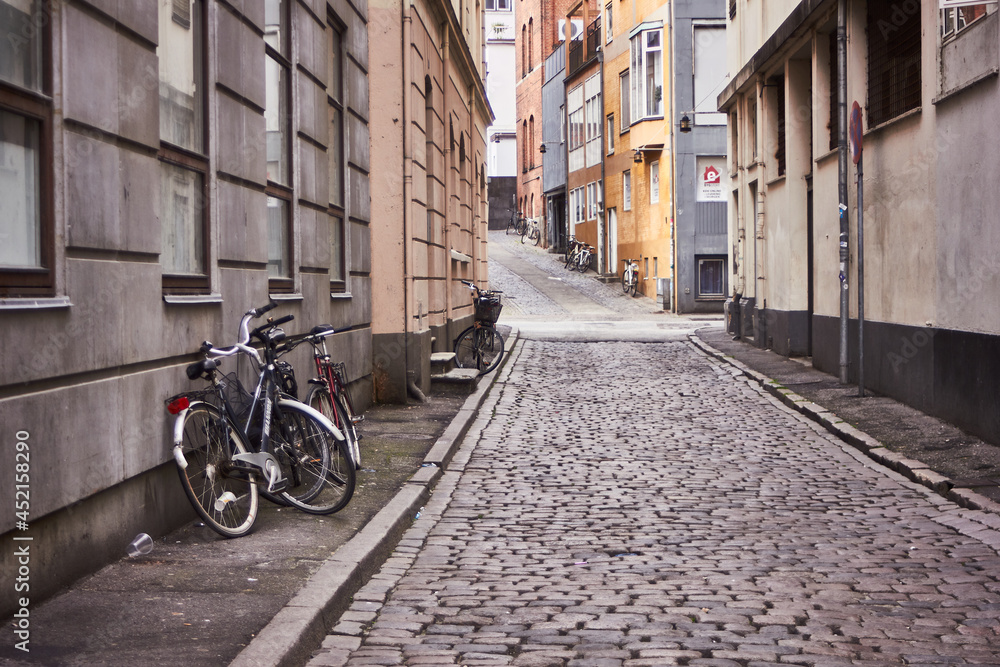 Danish street, in the Oslo on a quiet Monday Morning. Denmark Europe. Danish street, in the Oslo on a quiet Monday Morning. Denmark Europe.