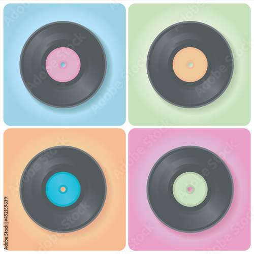 Colorful Set of Retro Vinyl Records