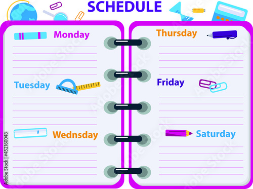 lesson schedule vector bright template