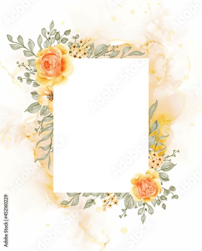 talitha rose yellow orange flower frame background with white space rectangle photo