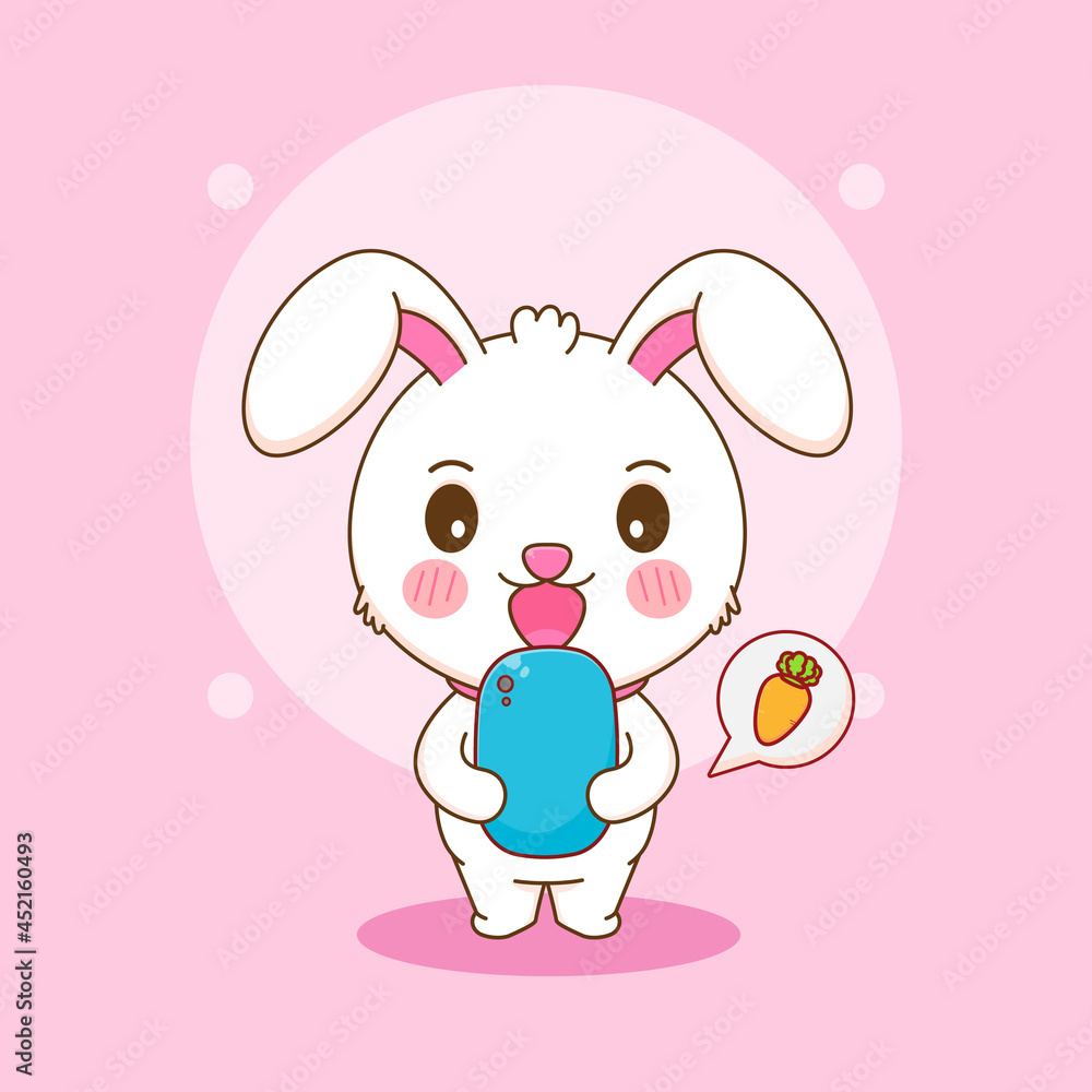 Obraz Cute rabbit character ordering carrot cartoon illustration