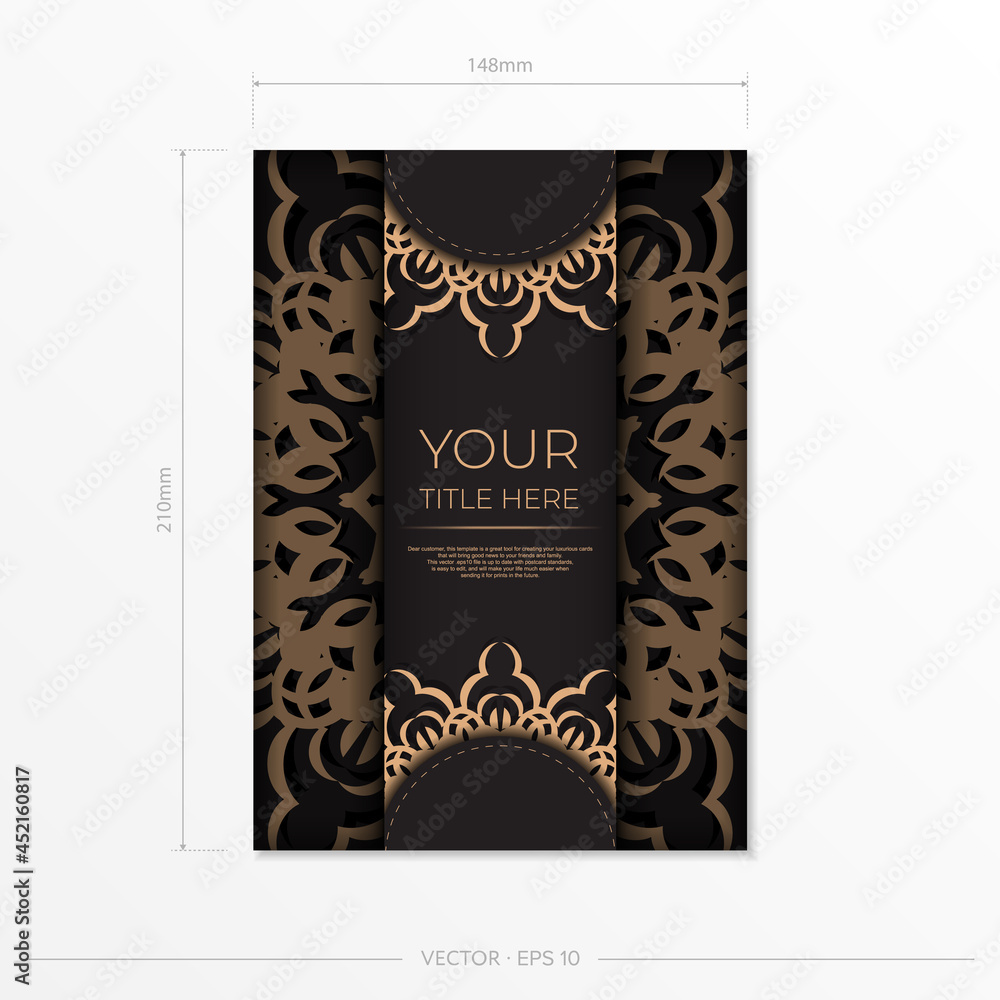 Stylish vector Template for print design postcards in black color with Greek patterns. Preparing an invitation card with vintage ornaments. Stylish vector Template for print design postcards in black color with Greek patterns. Preparing an invitation card with vintage ornaments.