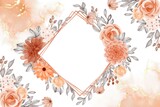 Watercolor background flower orange autumn theme with white space