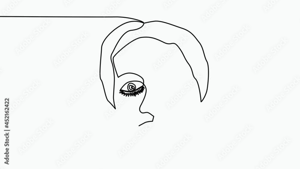 Continuous line, drawing of face, fashion concept, woman beauty minimalist Continuous line, drawing of face, fashion concept, woman beauty minimalist