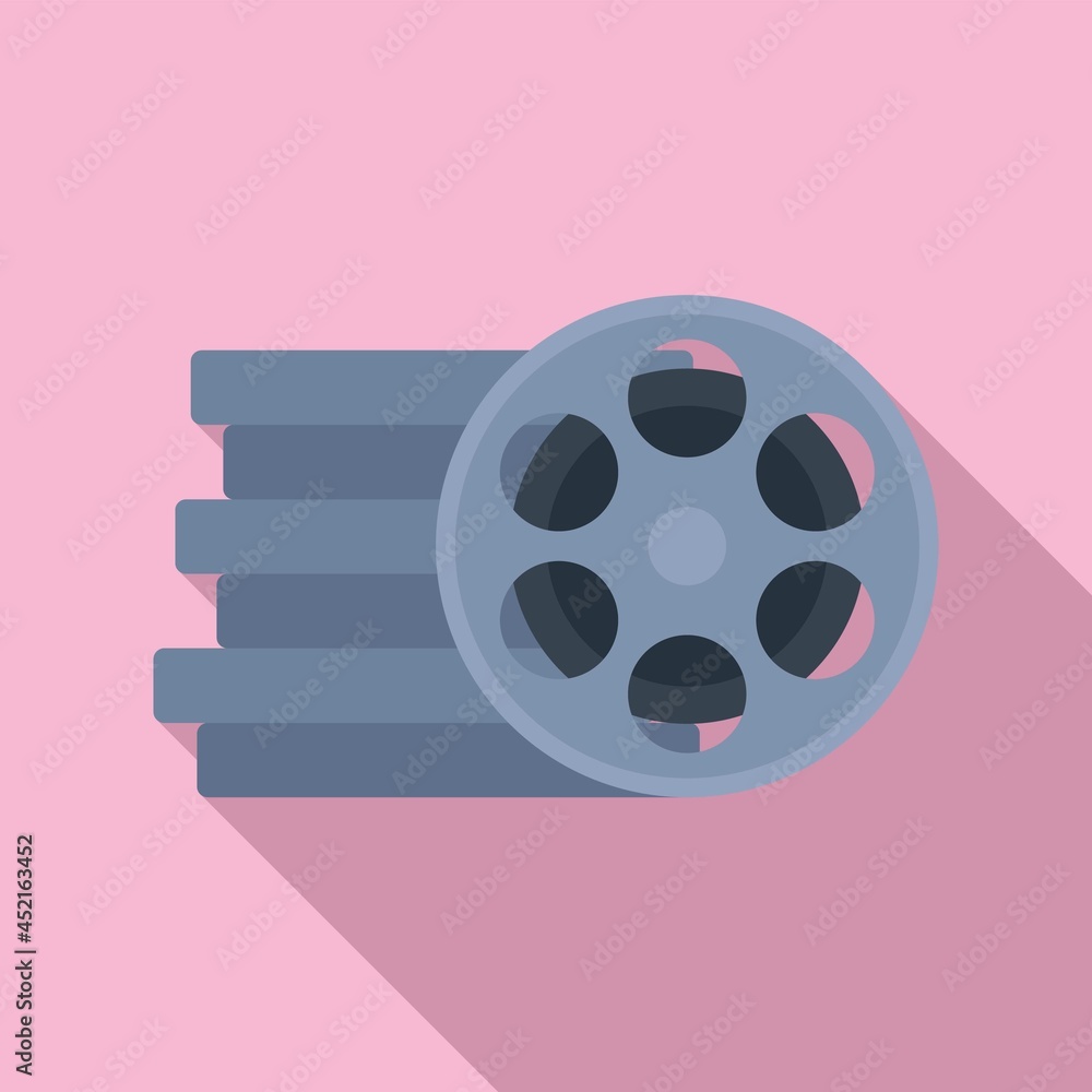 Reel stack icon flat vector. Film video movie