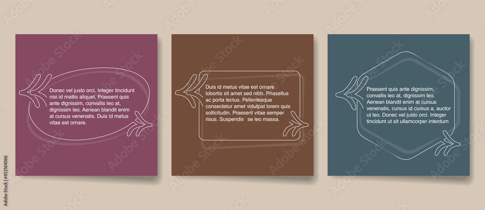 Quotes template in three decorative frames