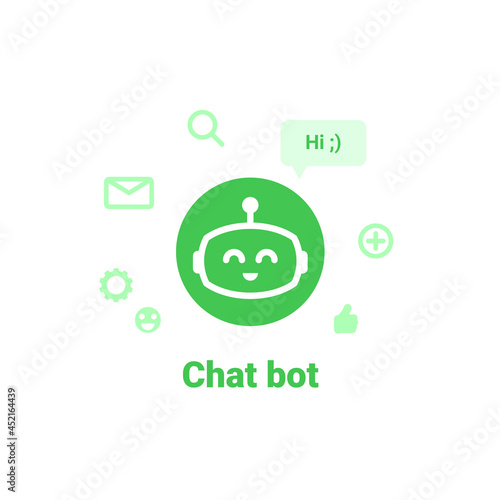 Chat bot logo design concept. UI UX element for web design.